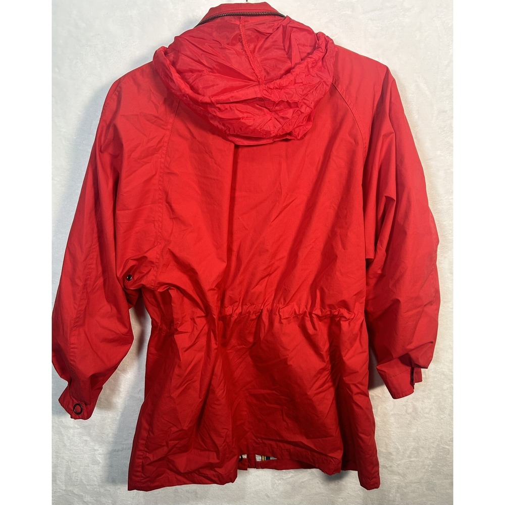 Vintage London Fog Winning Edge Jacket Red Hood Cinch Waist Medium Korea - Picture 7 of 11
